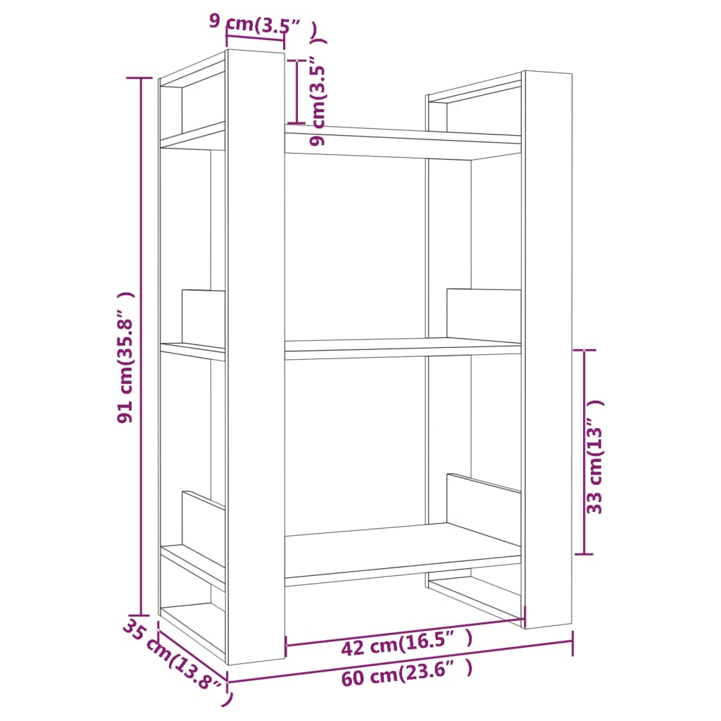 Boekenkast/kamerscherm 60x35x91 cm massief grenenhout wit is nu te koop bij PeponiXL, paradijselijk wonen!