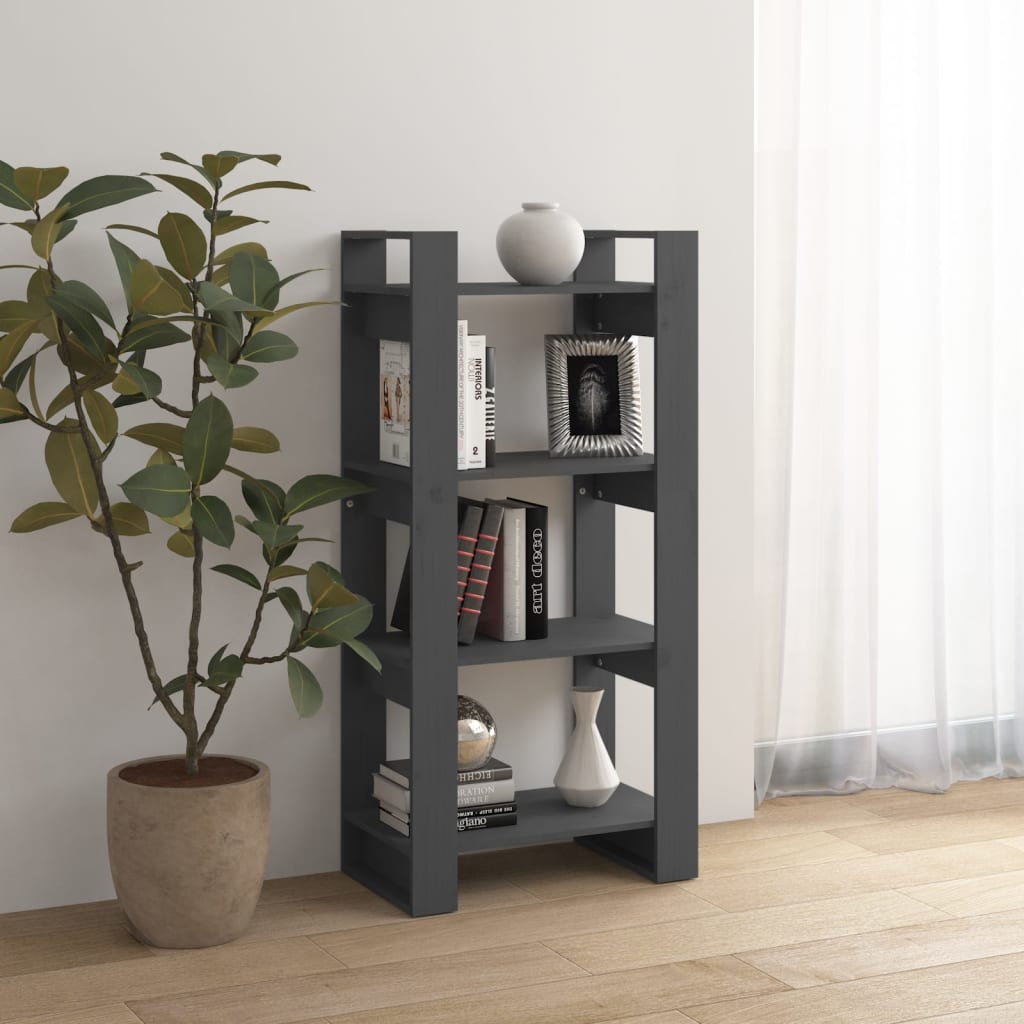 Boekenkast/kamerscherm 60x35x125 cm massief hout grijs is nu te koop bij PeponiXL, paradijselijk wonen!