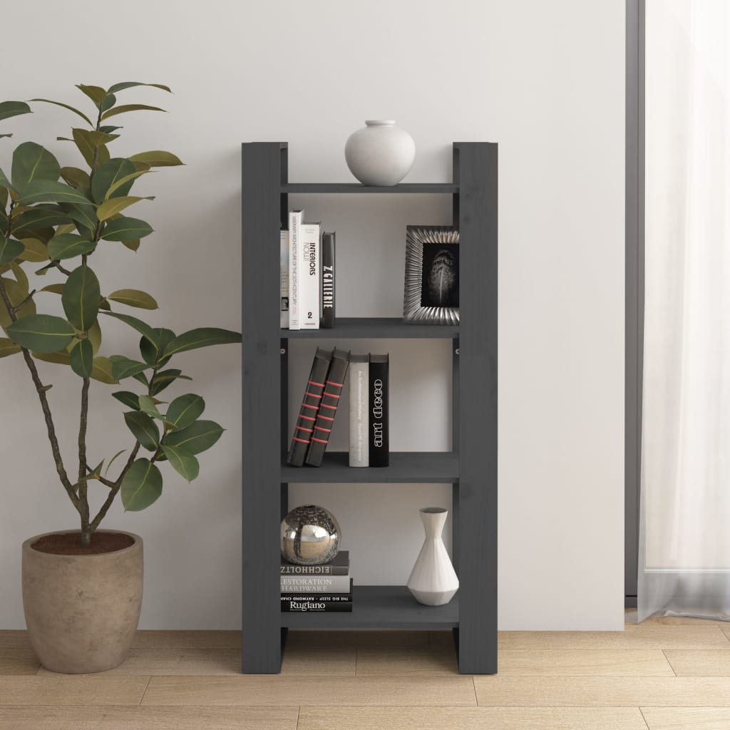 Boekenkast/kamerscherm 60x35x125 cm massief hout grijs is nu te koop bij PeponiXL, paradijselijk wonen!