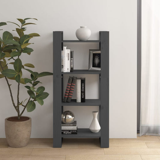 Boekenkast/kamerscherm 60x35x125 cm massief hout grijs is nu te koop bij PeponiXL, paradijselijk wonen!