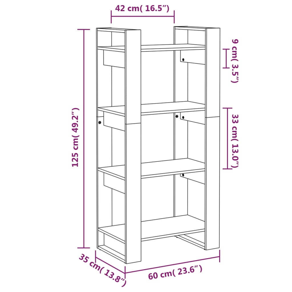 Boekenkast/kamerscherm 60x35x125 cm massief hout zwart is nu te koop bij PeponiXL, paradijselijk wonen!