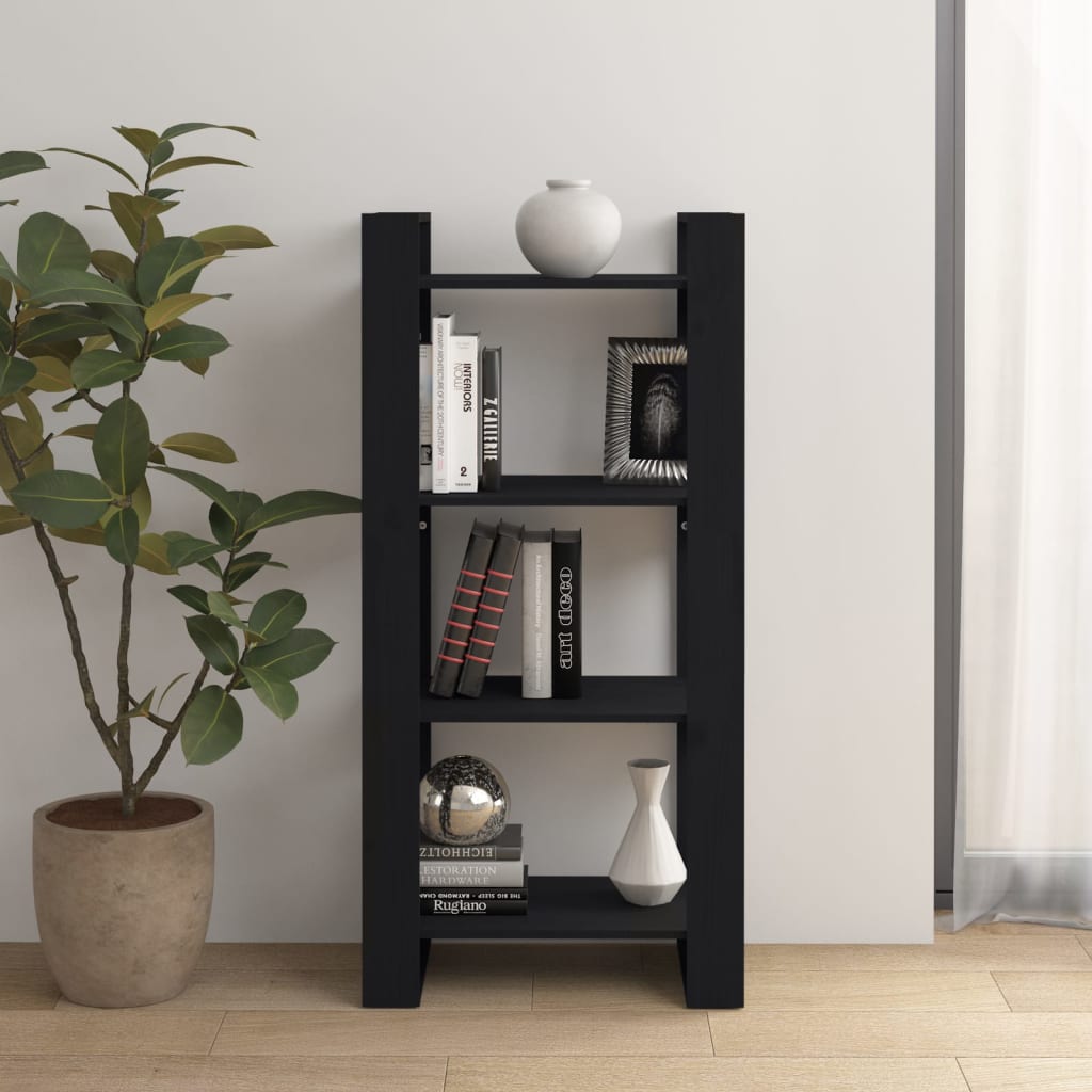 Boekenkast/kamerscherm 60x35x125 cm massief hout zwart is nu te koop bij PeponiXL, paradijselijk wonen!
