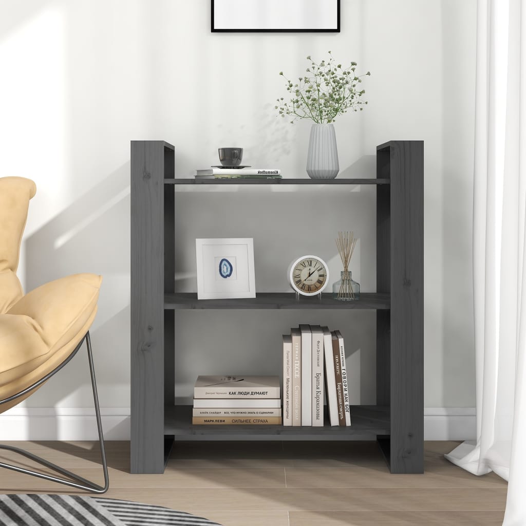 Boekenkast/kamerscherm 80x35x91 cm massief grenenhout grijs is nu te koop bij PeponiXL, paradijselijk wonen!