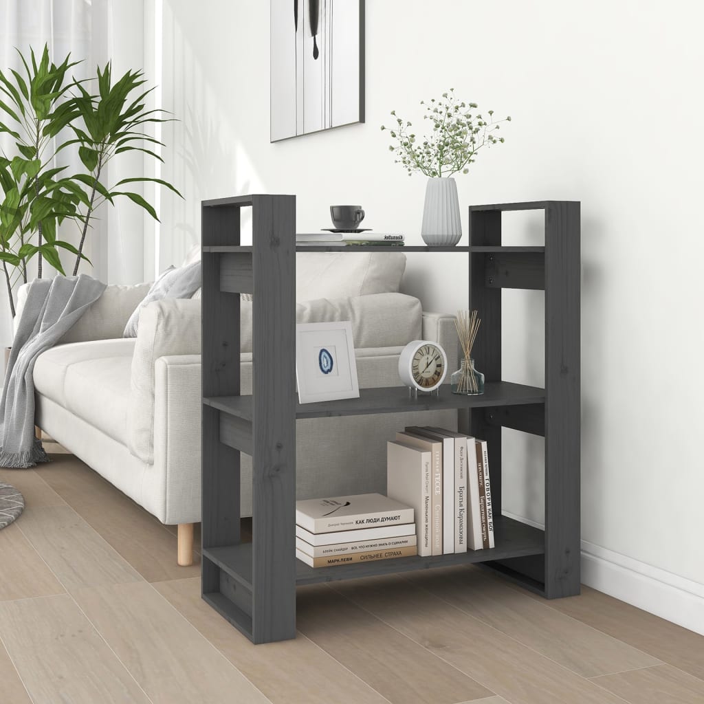 Boekenkast/kamerscherm 80x35x91 cm massief grenenhout grijs is nu te koop bij PeponiXL, paradijselijk wonen!