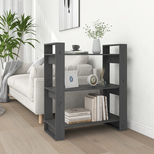 Boekenkast/kamerscherm 80x35x91 cm massief grenenhout grijs is nu te koop bij PeponiXL, paradijselijk wonen!
