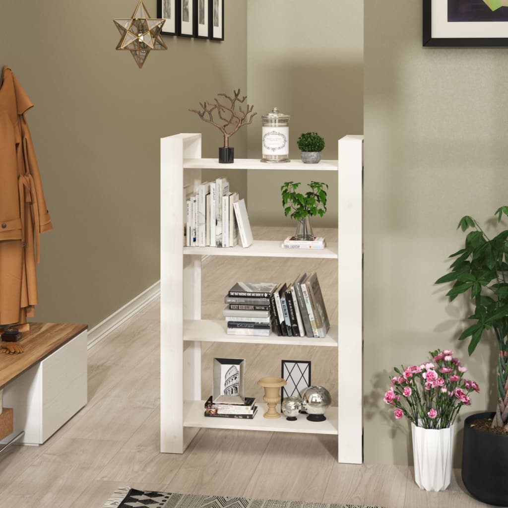 Boekenkast/kamerscherm 80x35x125 cm massief grenenhout wit is nu te koop bij PeponiXL, paradijselijk wonen!
