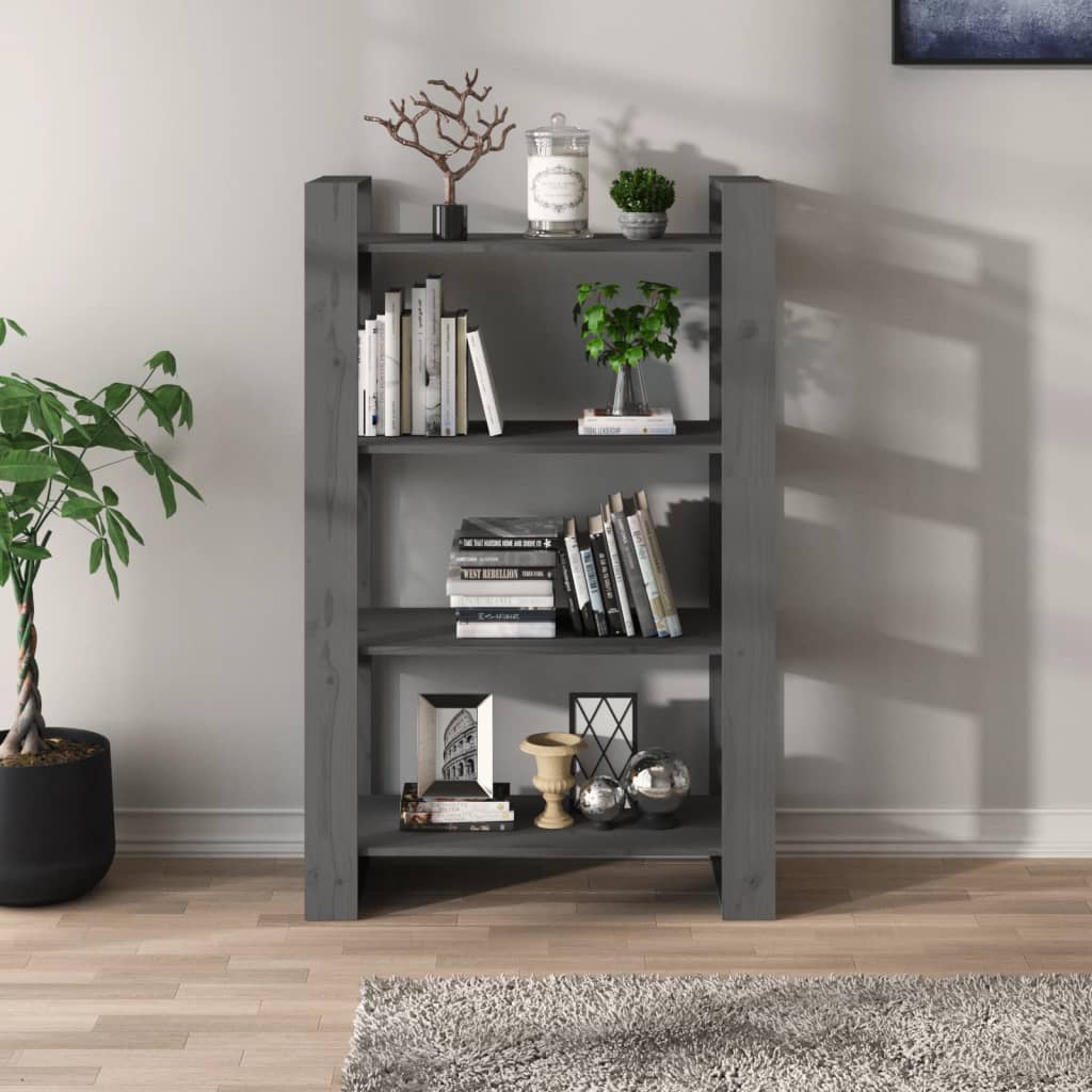 Boekenkast/kamerscherm 80x35x125 cm massief grenenhout grijs is nu te koop bij PeponiXL, paradijselijk wonen!