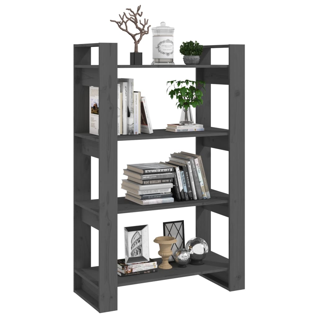 Boekenkast/kamerscherm 80x35x125 cm massief grenenhout grijs is nu te koop bij PeponiXL, paradijselijk wonen!