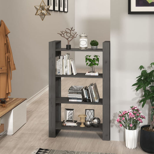 Boekenkast/kamerscherm 80x35x125 cm massief grenenhout grijs is nu te koop bij PeponiXL, paradijselijk wonen!