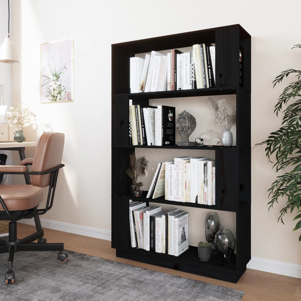 Boekenkast/kamerscherm 80x25x132 cm massief grenenhout zwart is nu te koop bij PeponiXL, paradijselijk wonen!