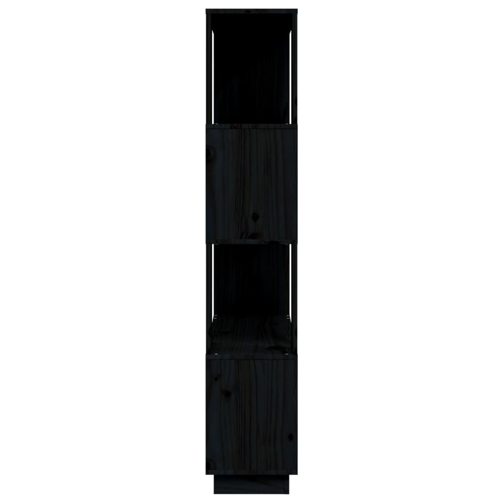 Boekenkast/kamerscherm 80x25x132 cm massief grenenhout zwart is nu te koop bij PeponiXL, paradijselijk wonen!