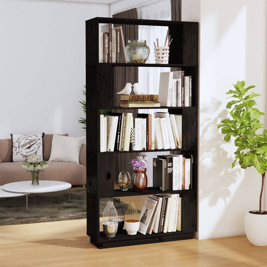 Boekenkast/kamerscherm 80x25x163,5 cm massief grenenhout zwart is nu te koop bij PeponiXL, paradijselijk wonen!