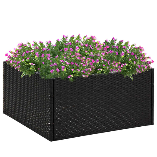 Plantenbak 80x80x40 cm poly rattan zwart is nu te koop bij PeponiXL, paradijselijk wonen!