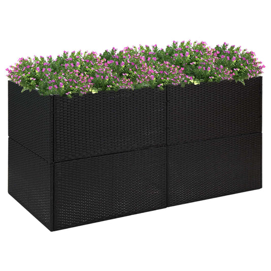 Plantenbak 157x80x80 cm poly rattan zwart is nu te koop bij PeponiXL, paradijselijk wonen!