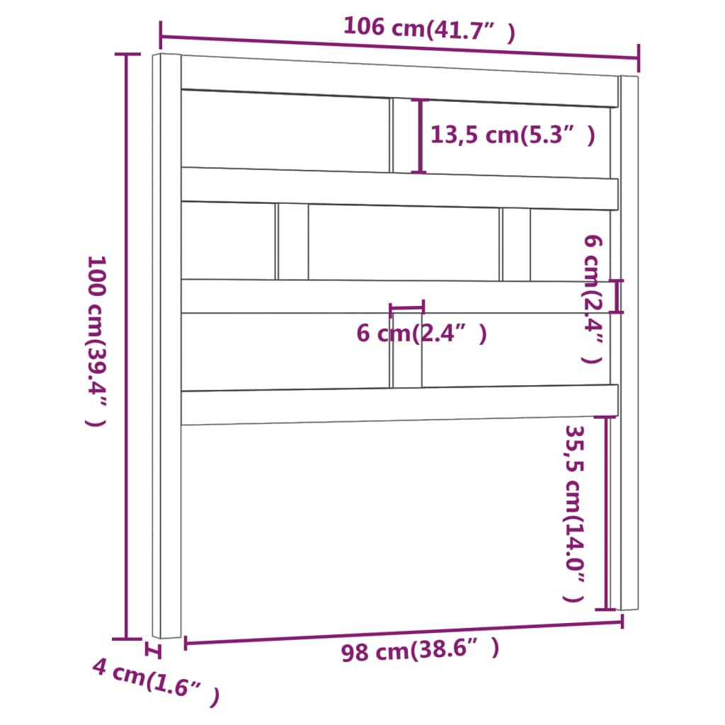 Hoofdbord 106x4x100 cm massief grenenhout grijs is nu te koop bij PeponiXL, paradijselijk wonen!