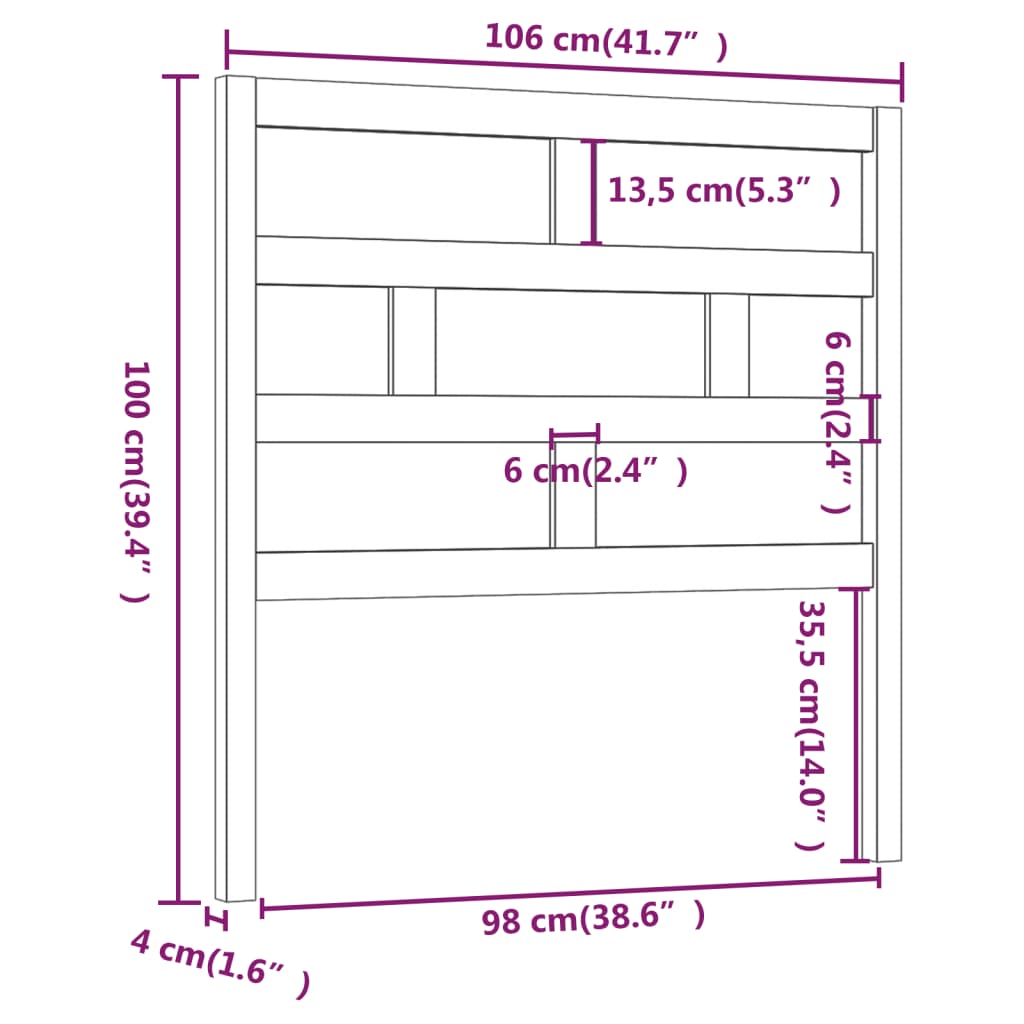 Hoofdbord 106x4x100 cm massief grenenhout honingbruin is nu te koop bij PeponiXL, paradijselijk wonen!