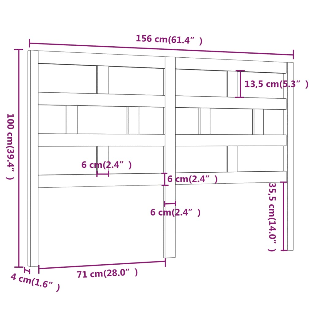 Hoofdbord 156x4x100 cm massief grenenhout grijs is nu te koop bij PeponiXL, paradijselijk wonen!