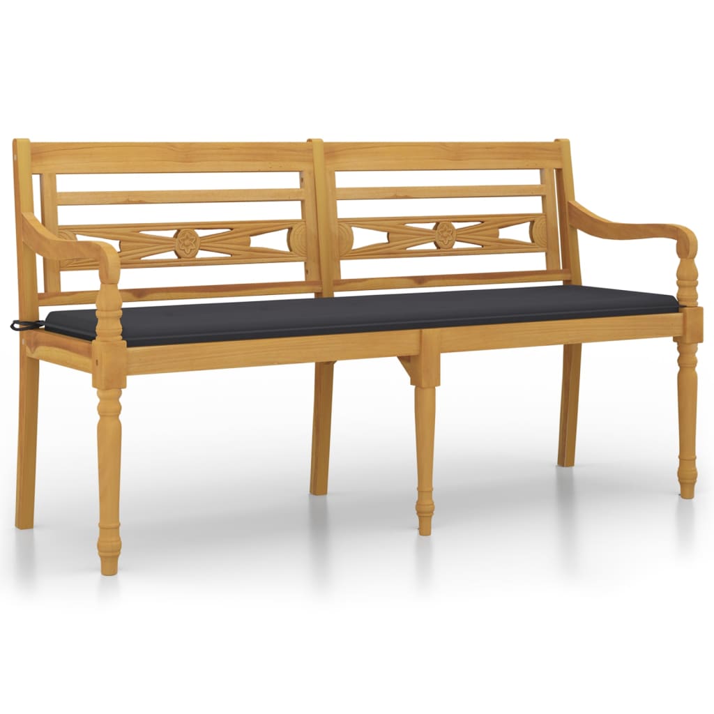 Bankje Batavia met antracietkleurig kussen 150 cm teakhout is nu te koop bij PeponiXL, paradijselijk wonen!