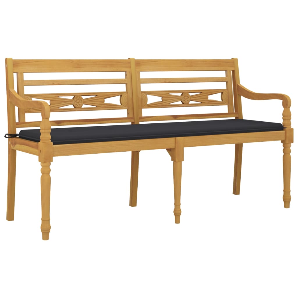 Bankje Batavia met antracietkleurig kussen 150 cm teakhout is nu te koop bij PeponiXL, paradijselijk wonen!