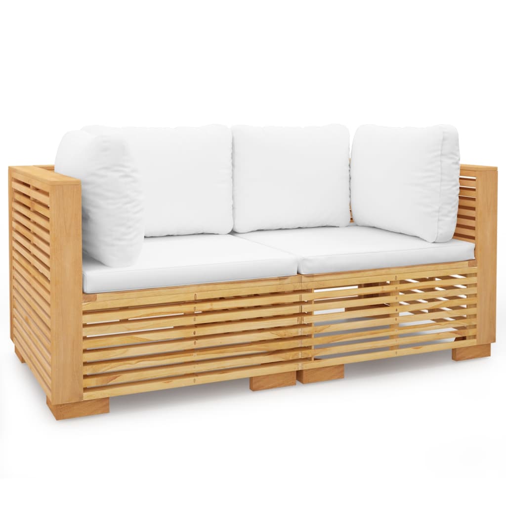 Tuinhoekbanken 2 st met kussens massief teakhout is nu te koop bij PeponiXL, paradijselijk wonen!