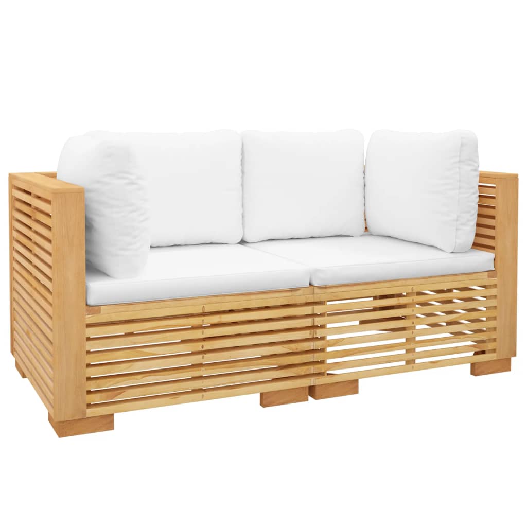 Tuinhoekbanken 2 st met kussens massief teakhout is nu te koop bij PeponiXL, paradijselijk wonen!