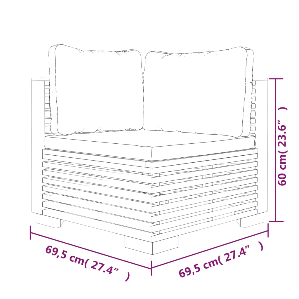 Tuinhoekbanken 2 st met kussens massief teakhout is nu te koop bij PeponiXL, paradijselijk wonen!