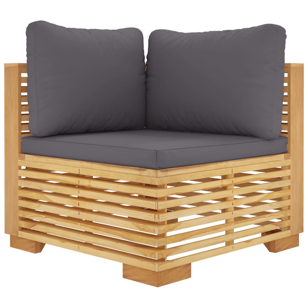 Tuinhoekbanken 2 st met kussens massief teakhout is nu te koop bij PeponiXL, paradijselijk wonen!