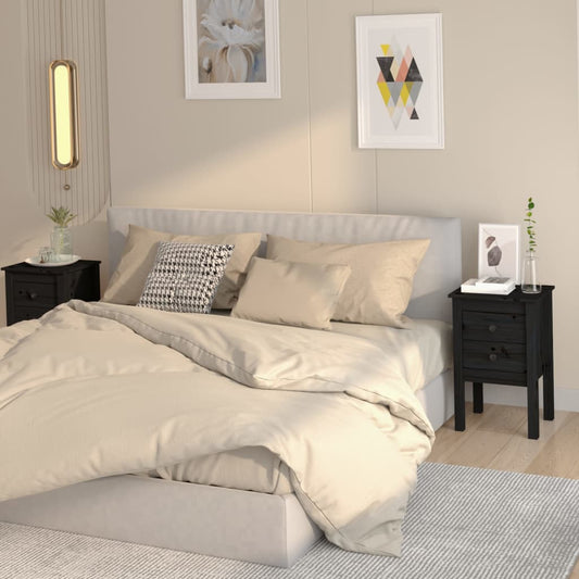 Nachtkastjes 2 st 40x35x61,5 cm massief grenenhout zwart is nu te koop bij PeponiXL, paradijselijk wonen!