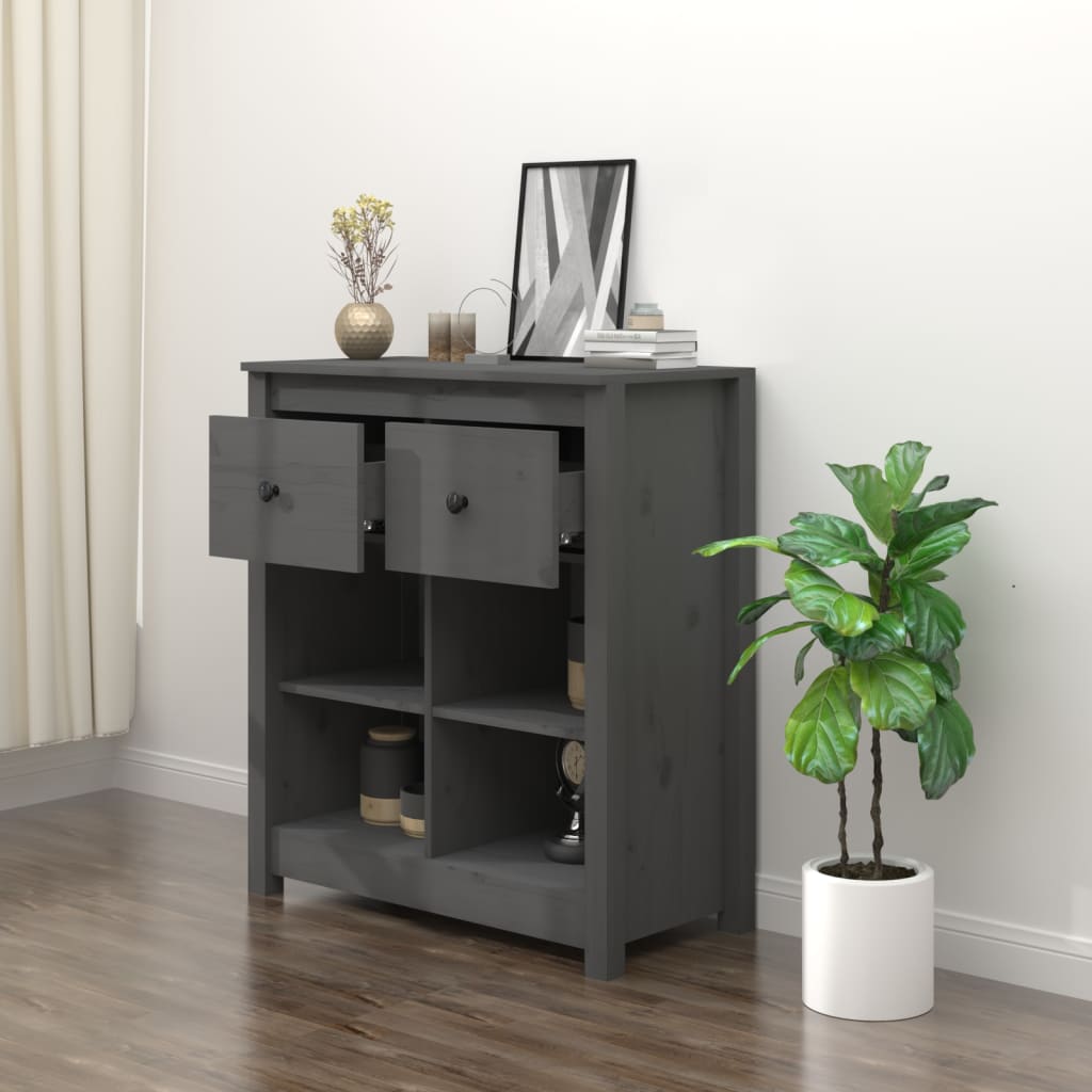 Dressoir 70x35x80 cm massief grenenhout grijs is nu te koop bij PeponiXL, paradijselijk wonen!