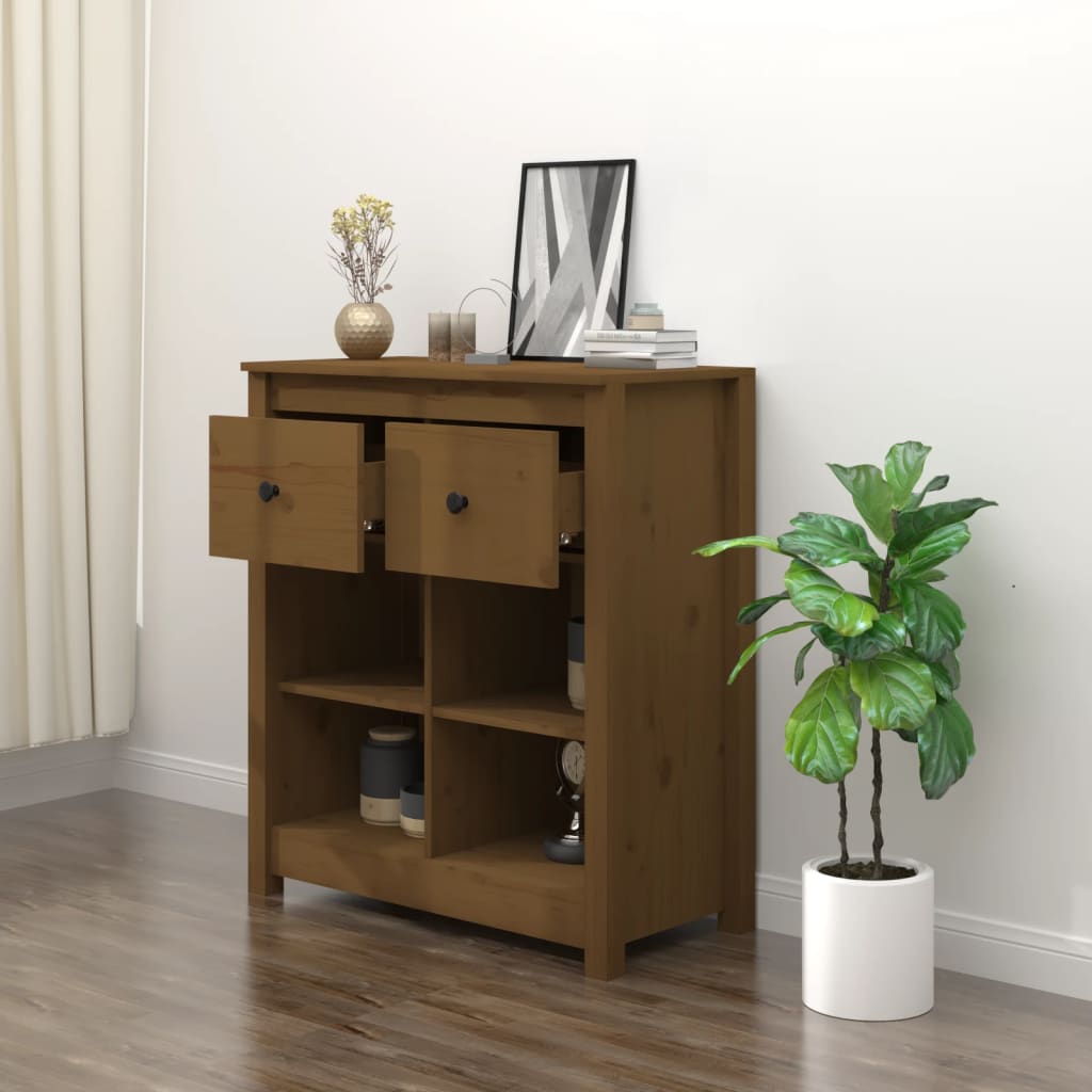 Dressoir 70x35x80 cm massief grenenhout honingbruin is nu te koop bij PeponiXL, paradijselijk wonen!