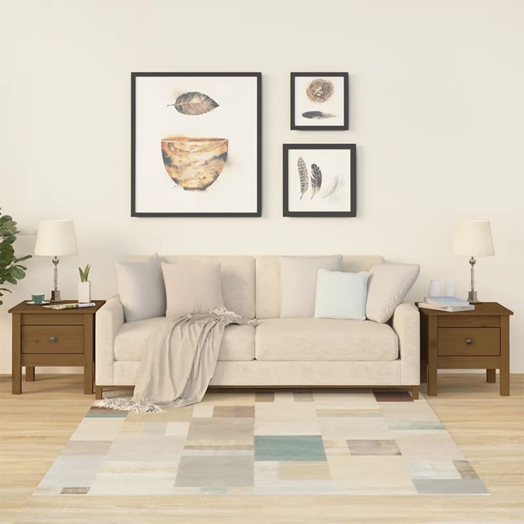 Bijzettafels 2 st 40x40x39 cm massief grenenhout honingbruin is nu te koop bij PeponiXL, paradijselijk wonen!