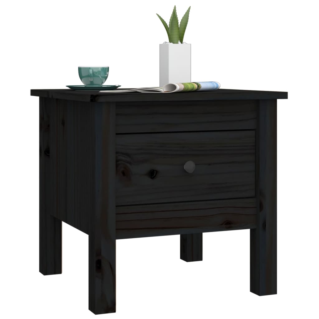 Bijzettafels 2 st 40x40x39 cm massief grenenhout zwart is nu te koop bij PeponiXL, paradijselijk wonen!