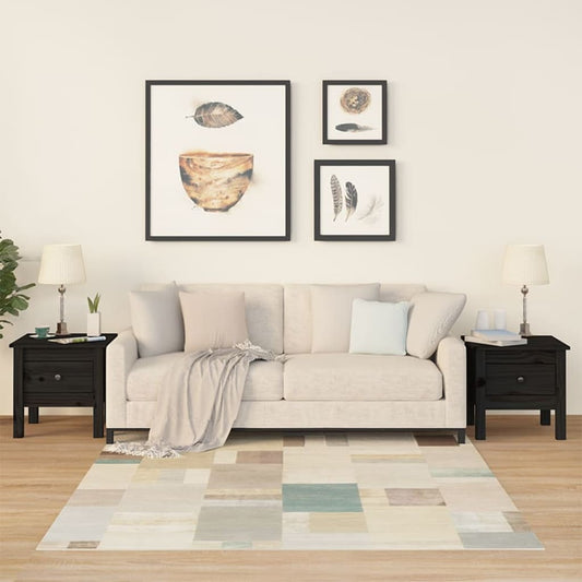 Bijzettafels 2 st 40x40x39 cm massief grenenhout zwart is nu te koop bij PeponiXL, paradijselijk wonen!