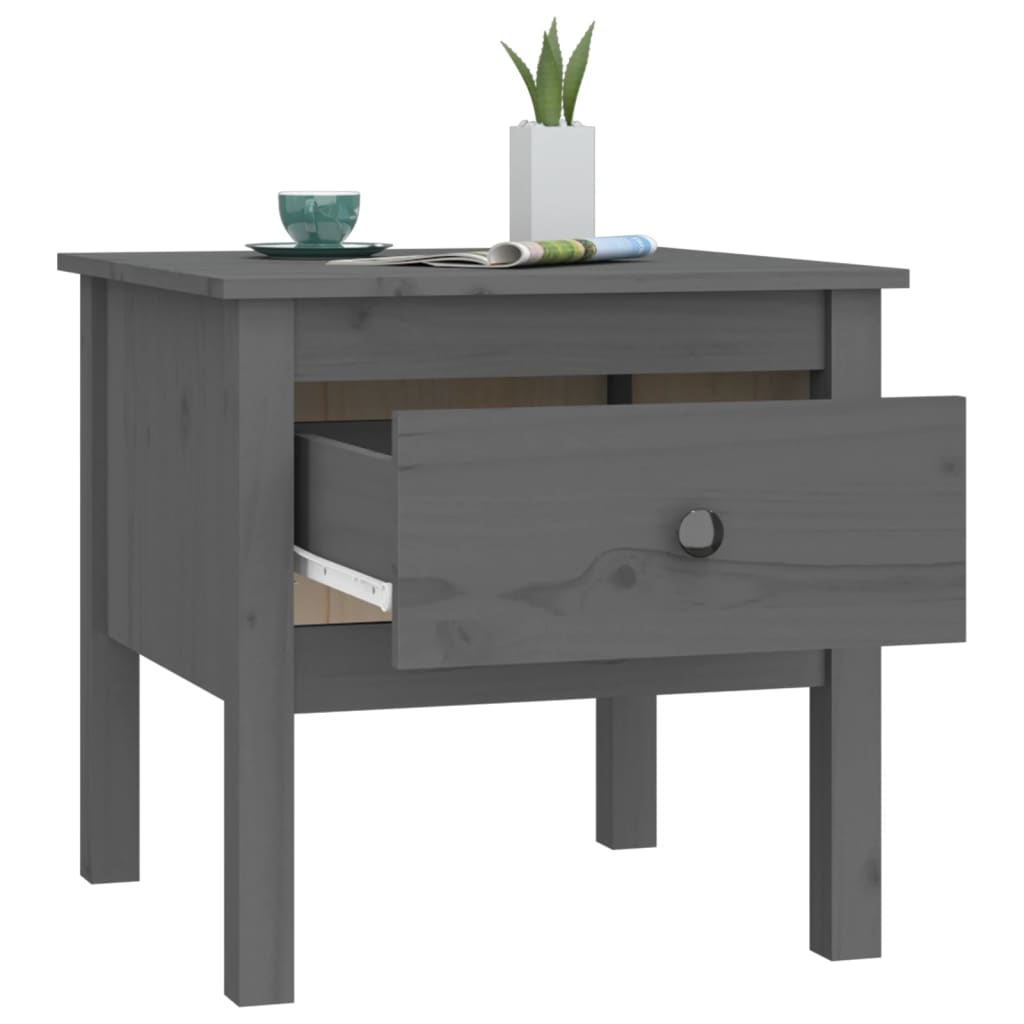 Bijzettafel 50x50x49 cm massief grenenhout grijs is nu te koop bij PeponiXL, paradijselijk wonen!