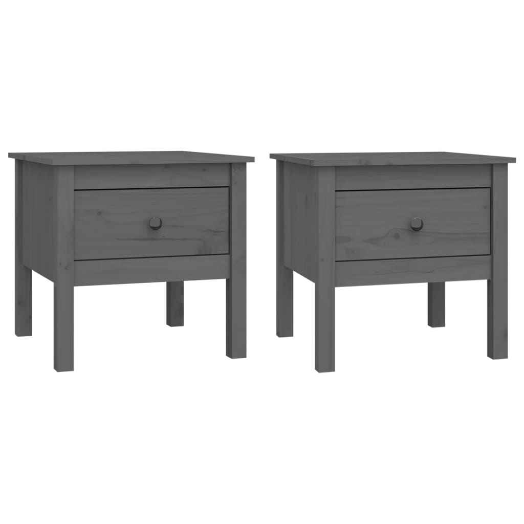 Bijzettafels 2 st 50x50x49 cm massief grenenhout grijs is nu te koop bij PeponiXL, paradijselijk wonen!