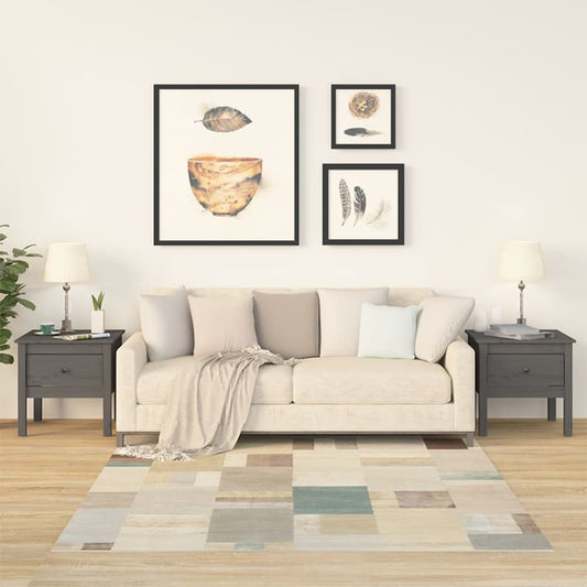 Bijzettafels 2 st 50x50x49 cm massief grenenhout grijs is nu te koop bij PeponiXL, paradijselijk wonen!
