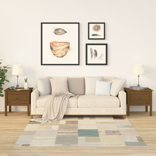 Bijzettafels 2 st 50x50x49 cm massief grenenhout honingbruin is nu te koop bij PeponiXL, paradijselijk wonen!