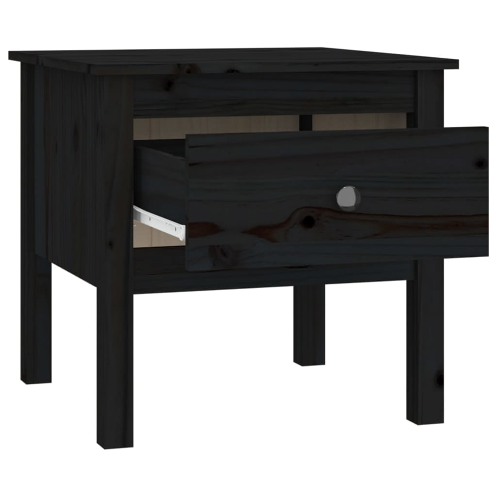 Bijzettafel 50x50x49 cm massief grenenhout zwart is nu te koop bij PeponiXL, paradijselijk wonen!