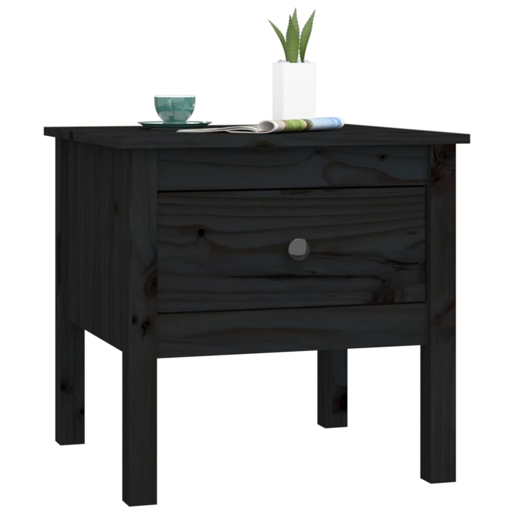 Bijzettafels 2 st 50x50x49 cm massief grenenhout zwart is nu te koop bij PeponiXL, paradijselijk wonen!
