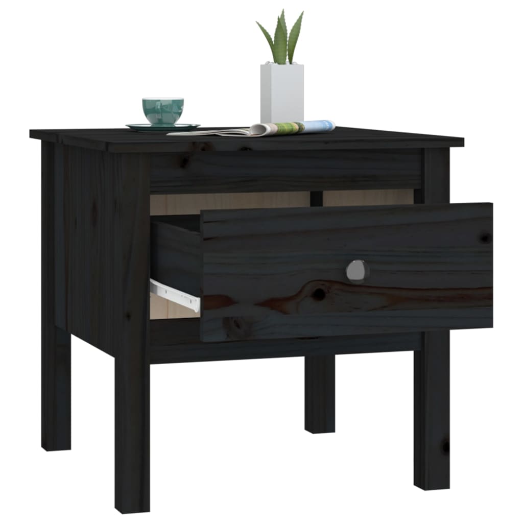 Bijzettafels 2 st 50x50x49 cm massief grenenhout zwart is nu te koop bij PeponiXL, paradijselijk wonen!
