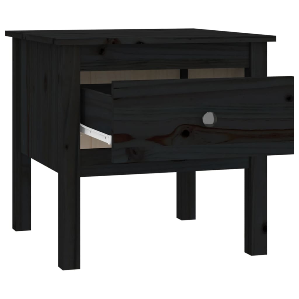 Bijzettafels 2 st 50x50x49 cm massief grenenhout zwart is nu te koop bij PeponiXL, paradijselijk wonen!