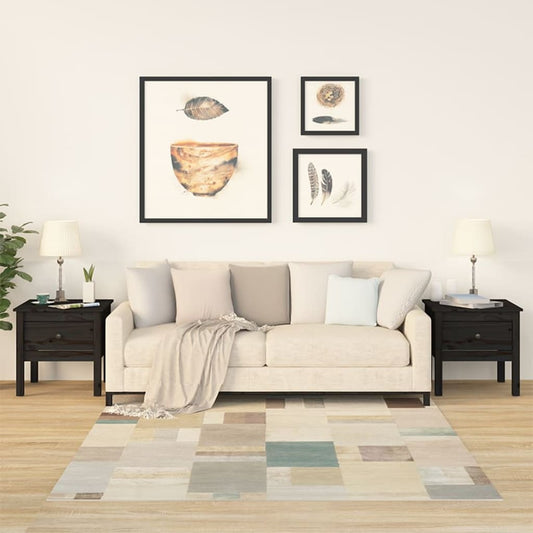Bijzettafels 2 st 50x50x49 cm massief grenenhout zwart is nu te koop bij PeponiXL, paradijselijk wonen!
