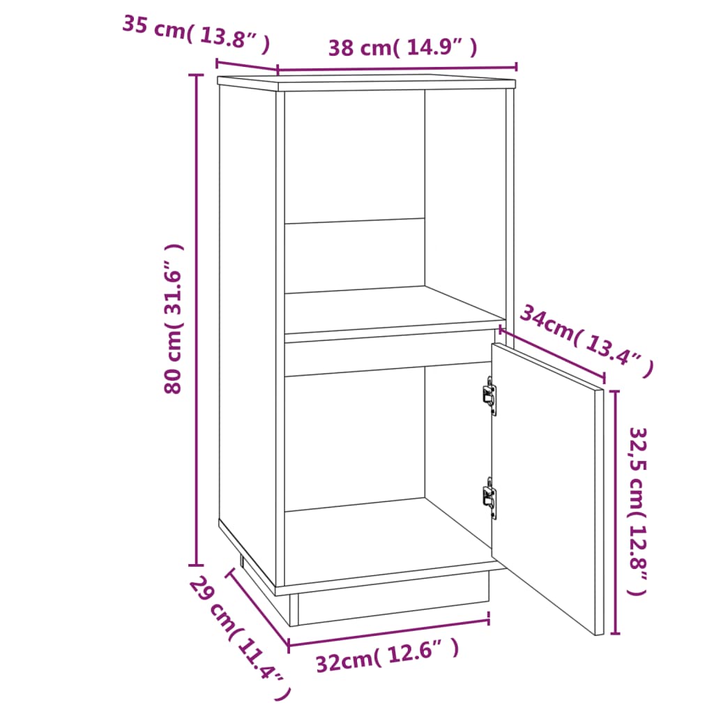 Dressoir 38x35x80 cm massief grenenhout honingbruin is nu te koop bij PeponiXL, paradijselijk wonen!