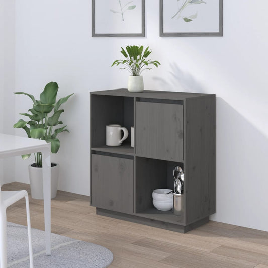 Dressoir 74x35x80 cm massief grenenhout grijs is nu te koop bij PeponiXL, paradijselijk wonen!