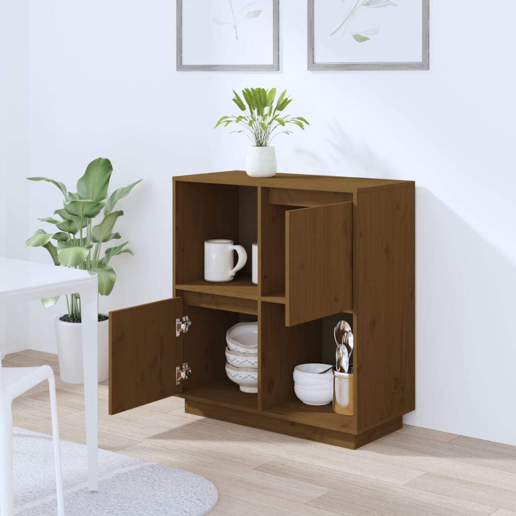 Dressoir 74x35x80 cm massief grenenhout honingbruin is nu te koop bij PeponiXL, paradijselijk wonen!