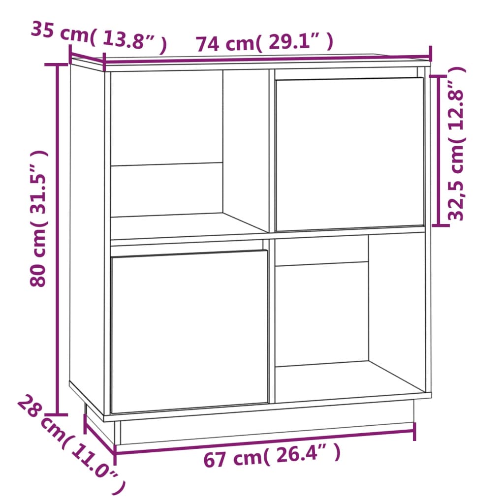 Dressoir 74x35x80 cm massief grenenhout honingbruin is nu te koop bij PeponiXL, paradijselijk wonen!