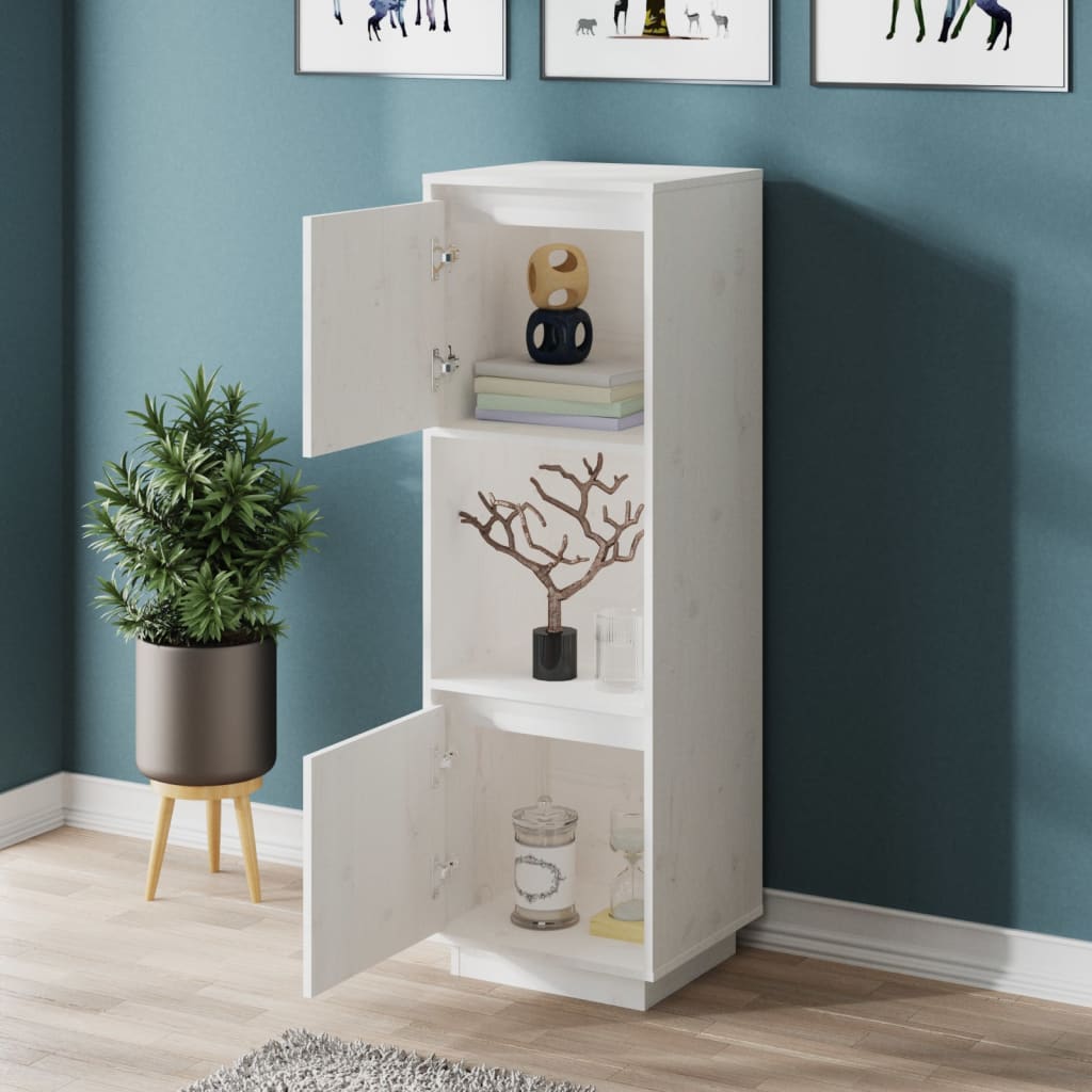 Hoge kast 38x35x117 cm massief grenenhout wit is nu te koop bij PeponiXL, paradijselijk wonen!