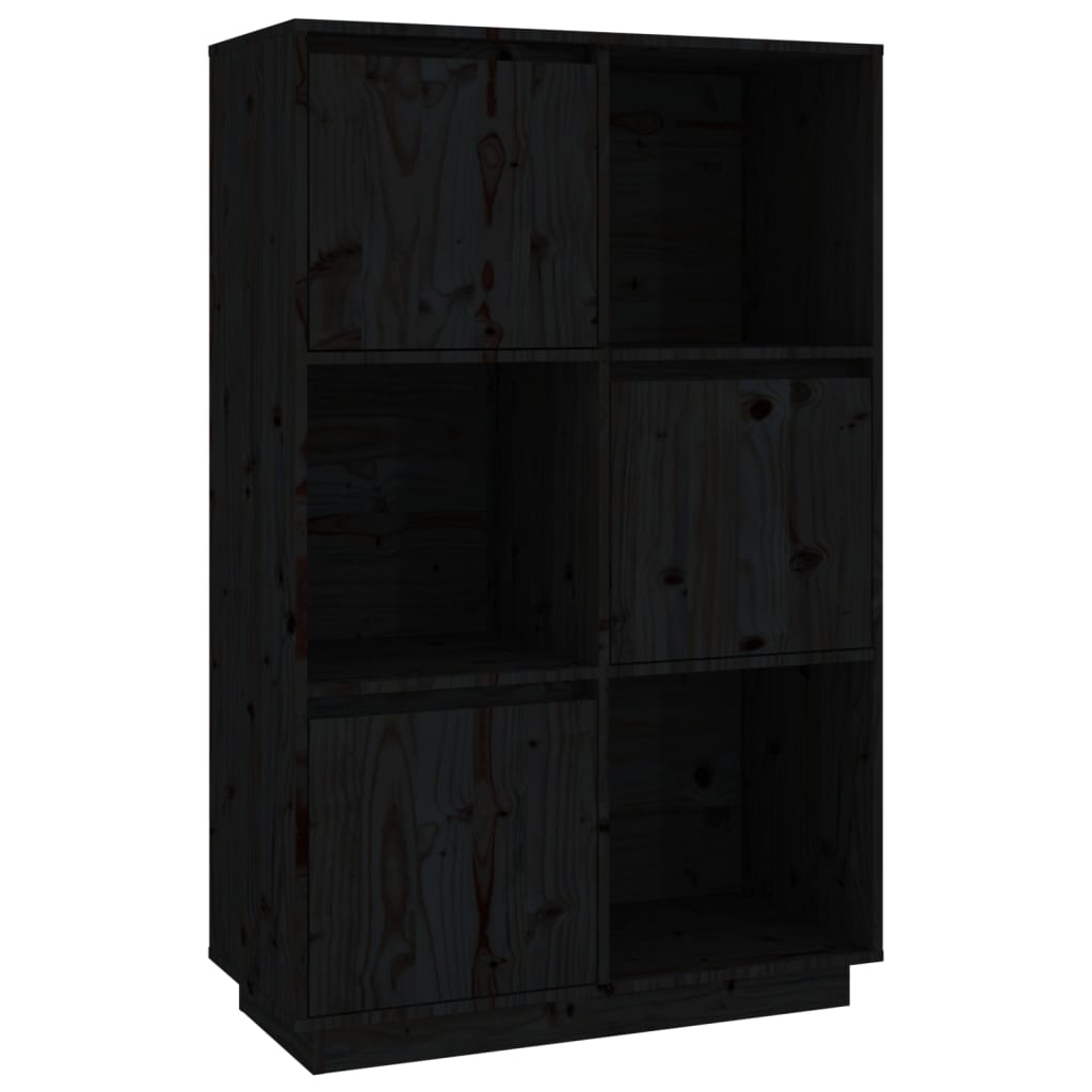 Hoge kast 74x35x117 cm massief grenenhout zwart is nu te koop bij PeponiXL, paradijselijk wonen!