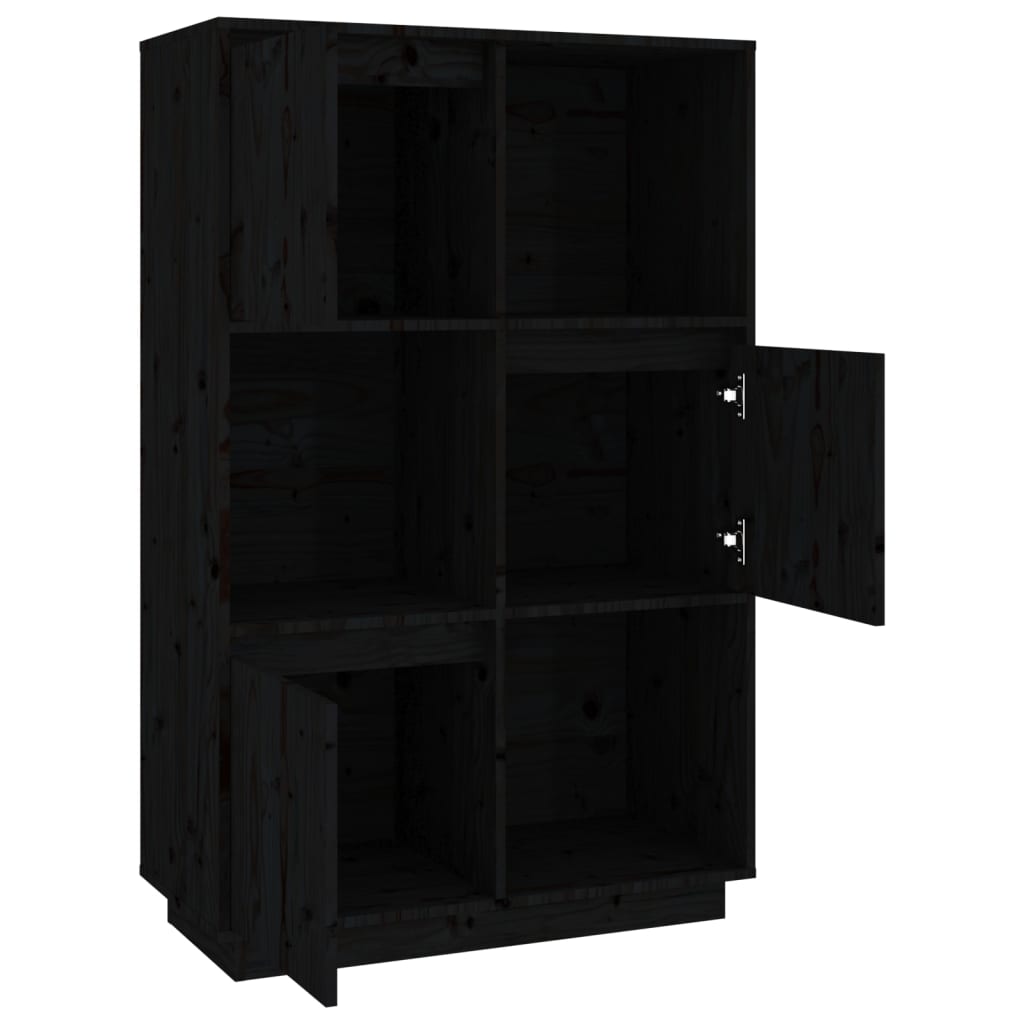 Hoge kast 74x35x117 cm massief grenenhout zwart is nu te koop bij PeponiXL, paradijselijk wonen!