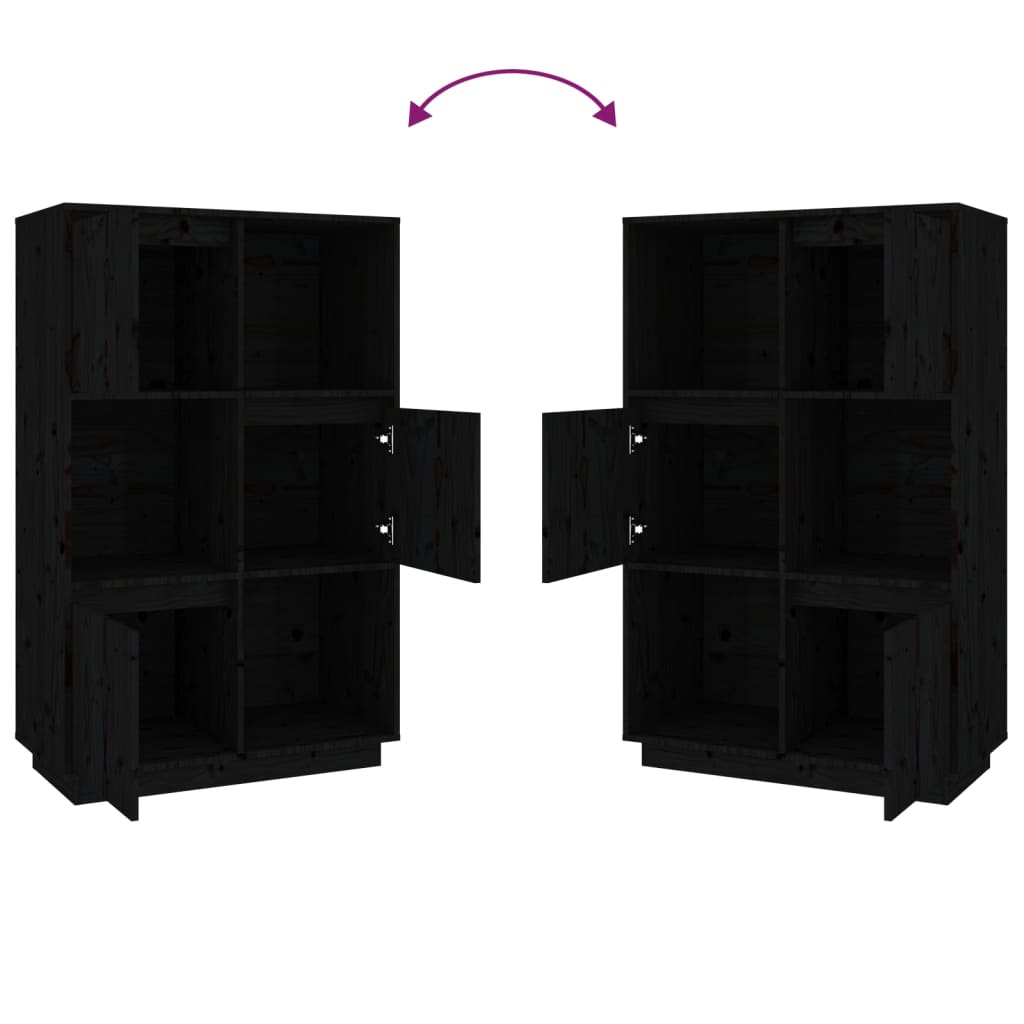 Hoge kast 74x35x117 cm massief grenenhout zwart is nu te koop bij PeponiXL, paradijselijk wonen!